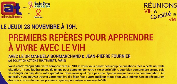 Premiers repères pour apprendre à vivre avec le VIH, soirée organisée par Actions Traitements