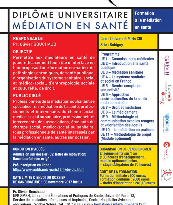 Un diplôme universitaire (DU) de Médiateurs en santé
