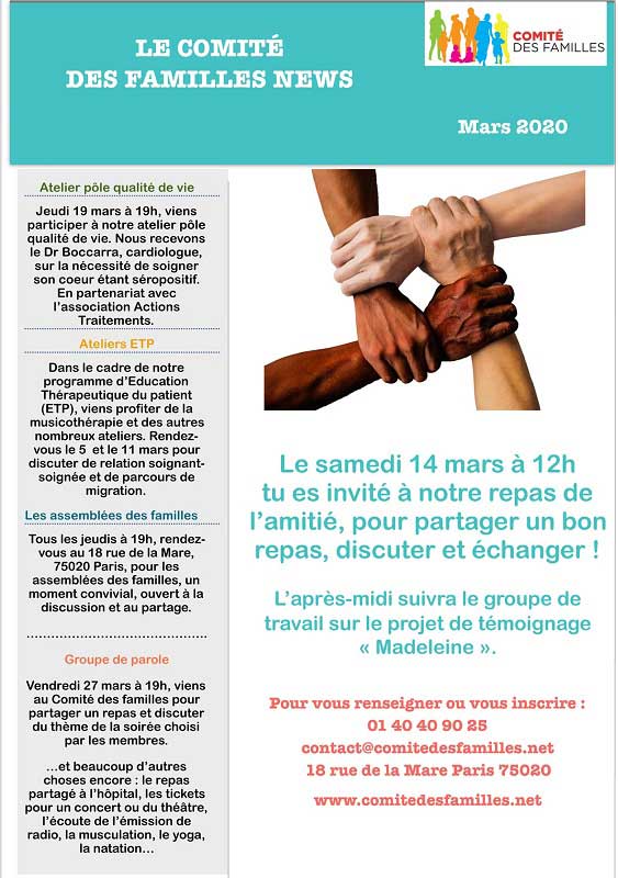Les activités du Comité des Familles – Mars 2020