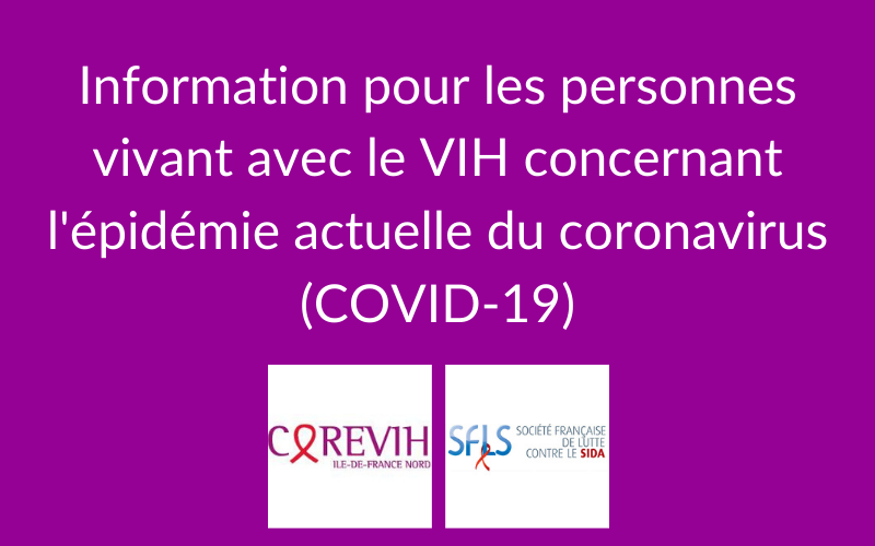 Information pour les personnes vivant avec le VIH concernant l&rsquo;épidémie actuelle du coronavirus (COVID-19)